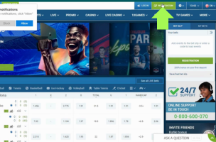 1xBet Registration Bonus step 1