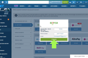 1xBet Deposit M-pesa step 4