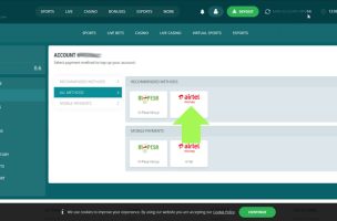 22Bet Deposit Tutorials Via Airtel Money step 2