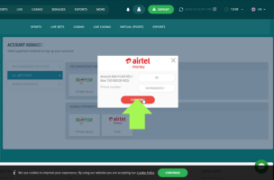 22Bet Deposit Tutorials Via Airtel Money step 3