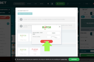 22Bet Deposit Tutorials Using M-Pesa step 3