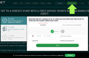 22bet Welcome Bonus step 1
