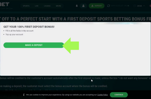 22bet Welcome Bonus step 2