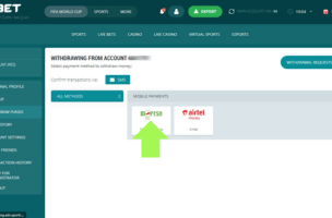How to Withdraw Money from 22Bet Via the Website's Interface step 2