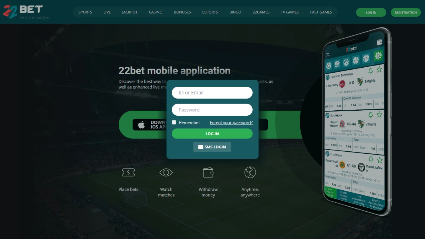 How to Log into 22bet