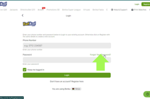 Betika Recover Your Password step 2