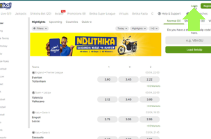 Betika Log in step 1