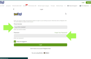 Betika Log in step 2