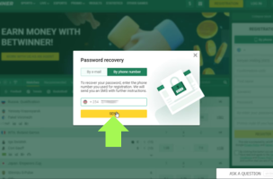 Betwinner How to Recover Your Password Step 3
