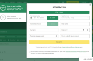 Betwinner Registration step 2