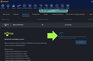 MozzartBet Withdrawal step 2