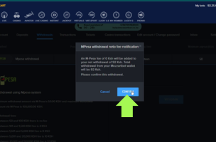 MozzartBet Withdrawal step 3