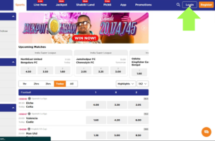 Shabiki Log In step 1