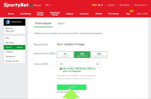 SportyBet How to deposit step 2