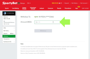 Sportybet Withdrawal step 4